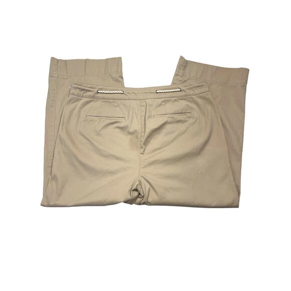 Talbots Pants Khaki Wide Leg Crop 10 Summer Beach Vibes, Drawstring Waistband - Picture 4 of 14